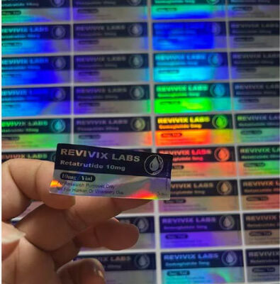 برچسب‌های ویال 3 میلی‌لیتری رتاتروتید 10 میلی‌گرم با لوگو و طراحی سفارشی