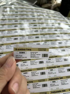 برچسب‌های ویال پپتیدی 5-آمینو-1mq 50 میلی‌گرم PVC Materail 3ML LABELS