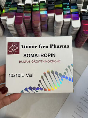 سوماتروپین Hgh 100iu برچسب ها و جعبه ای که حاوی 10 فالوور است