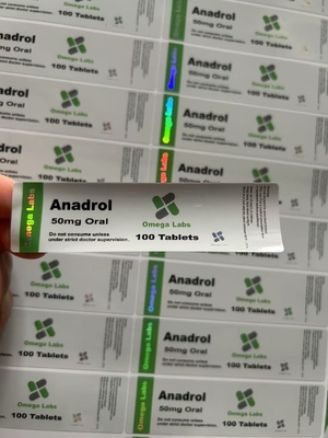برچسب های قرص های خوراکی آنادول کاغذ / PET / مواد PVC برای بطری های پلاستیکی 50mg