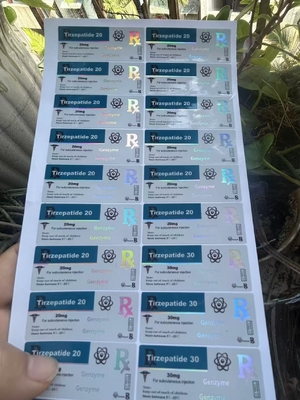 برچسب‌های ویال شیشه‌ای پپتید تیرزپتاید 40 میلی‌گرم با طراحی سفارشی