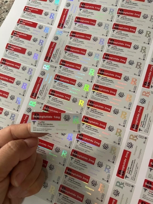 برچسب های 1mg Semaglutide 5x2cm Hologram Laser Effect 2ml برچسب های 3ml لیوان