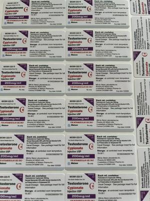 تزریق سوس 250  ویال استروئید  برچسب های سفارشی برای بطری ها