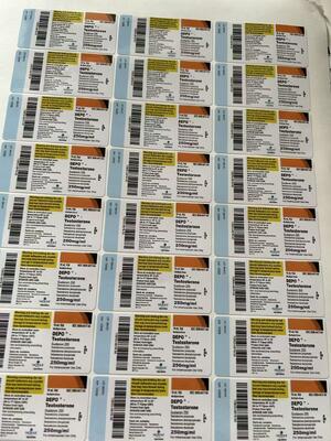 برچسب های بطری داروخانه Sustan را برای لیوان های 10 میلی لیتر تست کنید