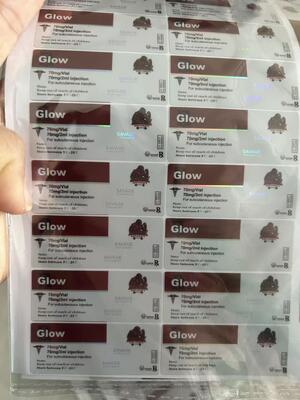 برچسب‌های ویال Glow 70mg 2ml 3ml با طراحی سفارشی