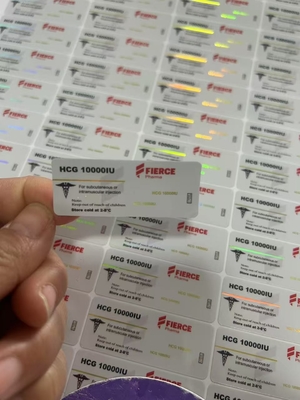 برچسب های شیشه ای سفارشی برای HCG 10000 و سایر محصولات پپتیدی مواد PET هولوگرام لیزر