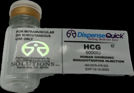 Hcg 50000 Iu هولوگرام برچسب های بطری دارویی کوچک کاغذ / PET / مواد PVC قابل تنظیم