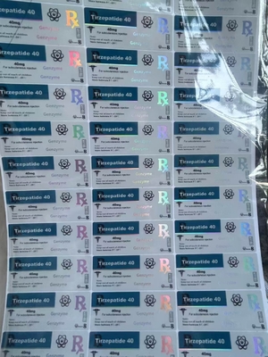 برچسبهای ویال شیشهای پپتید تیرزپتاید 40 میلیگرم با طراحی سفارشی