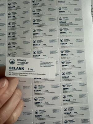 برچسب ویال کوچک سلنک ۵ میلی‌گرم، پپتید بطری شیشه‌ای ۲.۳ میلی‌لیتر