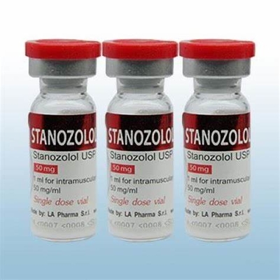 لیبل های ویال 10 میلی لیتری سفارشی LA Pharma Winstrol با اثر لیزر قرمز رنگ